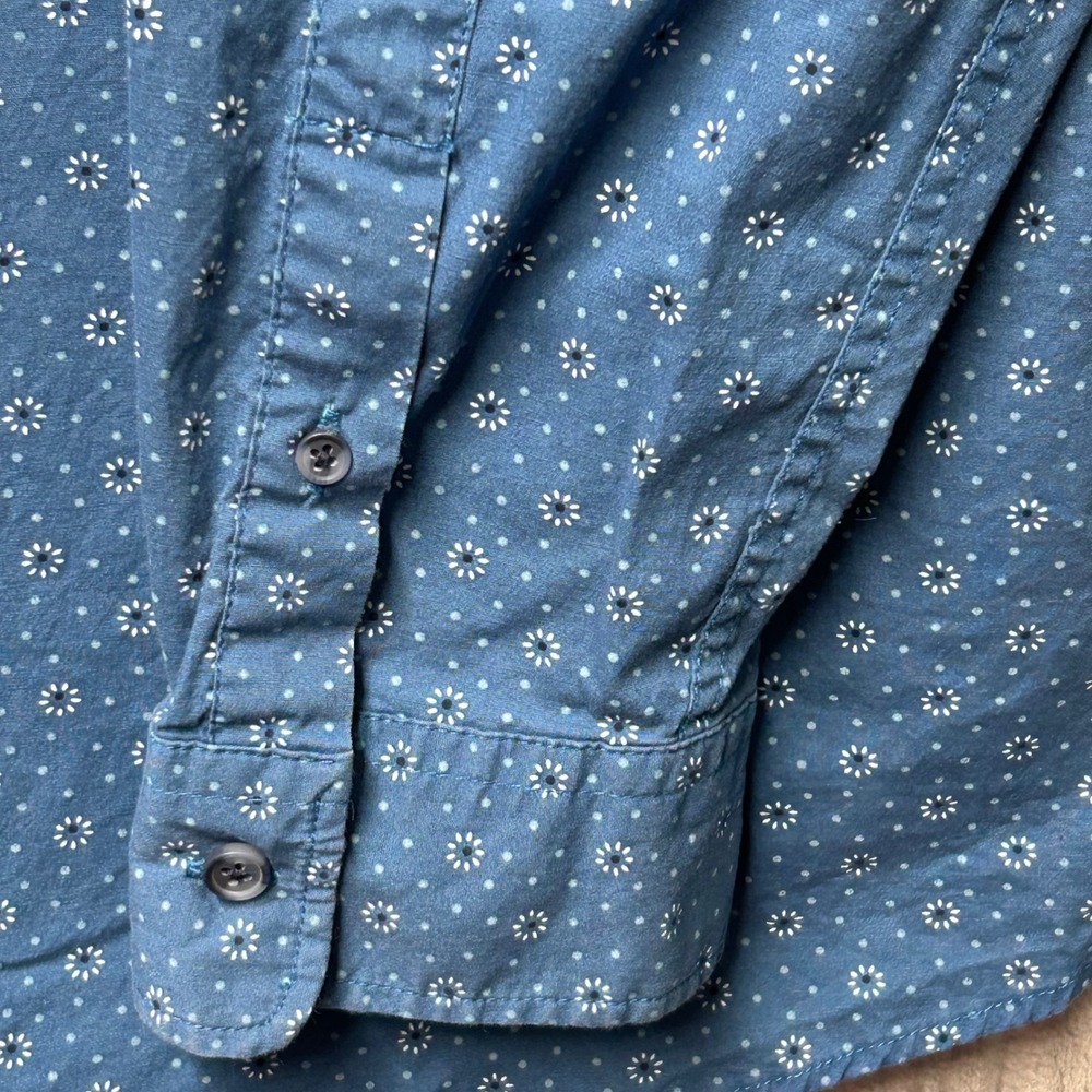 Lee Men's XXL Blue Floral Print Long Sleeve Button Down Regular Fit Shirt - Picture 4 of 9